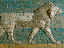 lion relief made using tiles