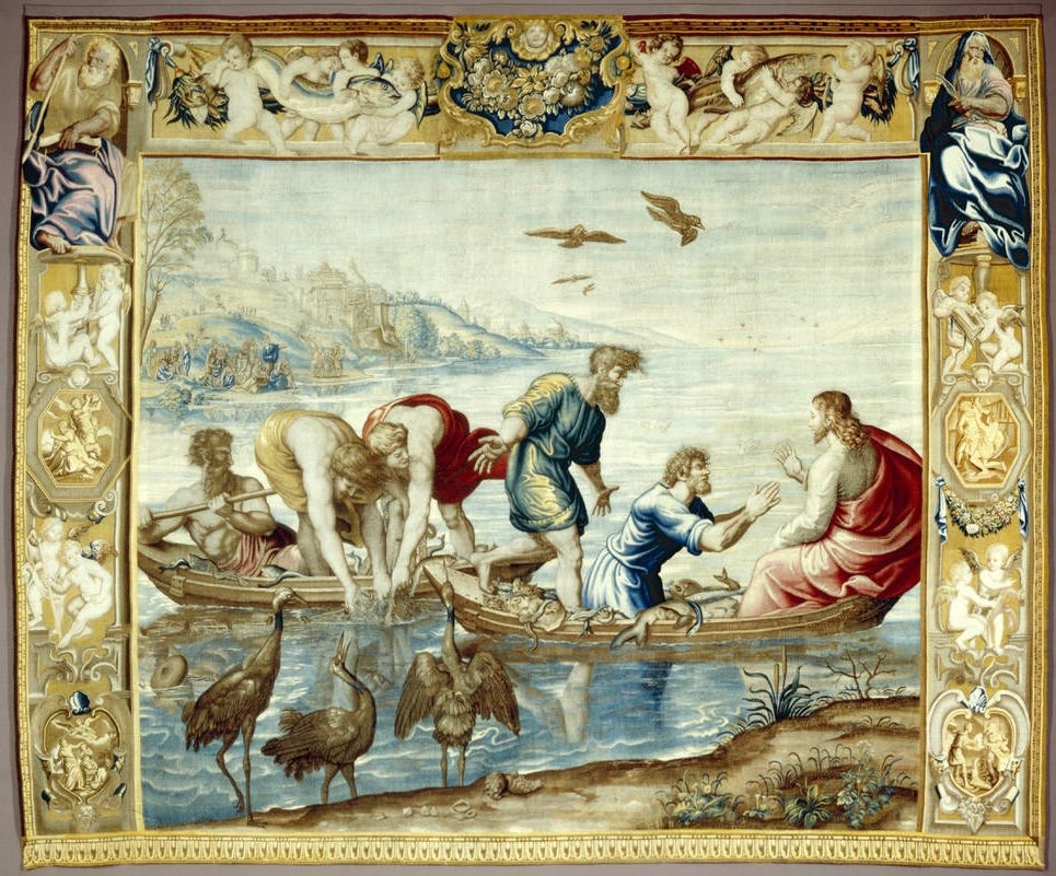 Mortlake Tapestry Manufactory, after Raphael, The Miraculous Draft of Fishes, after 1625, tapestry, Gemäldegalerie Alte Meister, Dresden