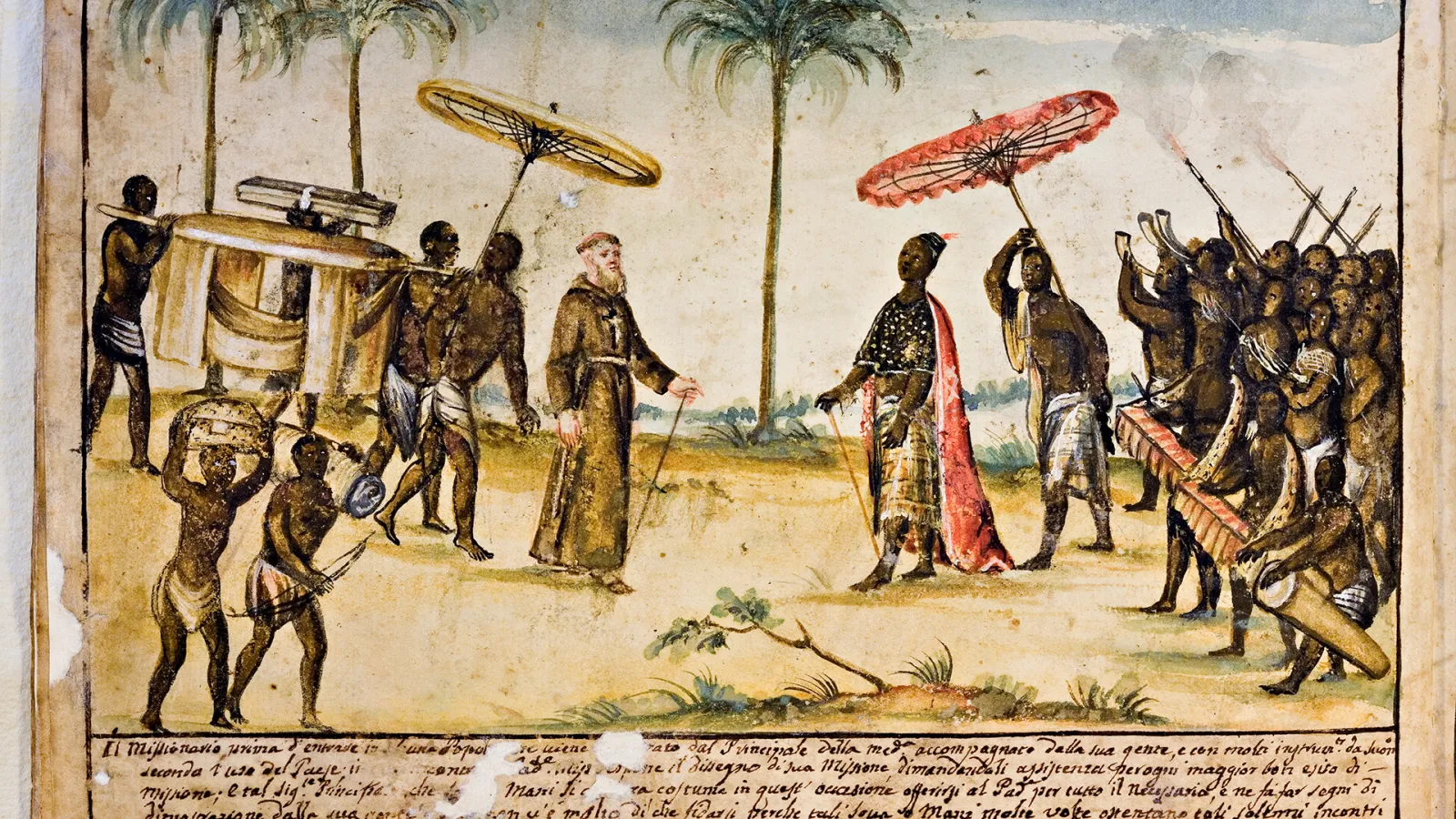 Bernardino da Vezza d’Asti, The Missionary, before entering a locality, is welcomed by the ruler accompanied by his entourage, ca. from 1750.