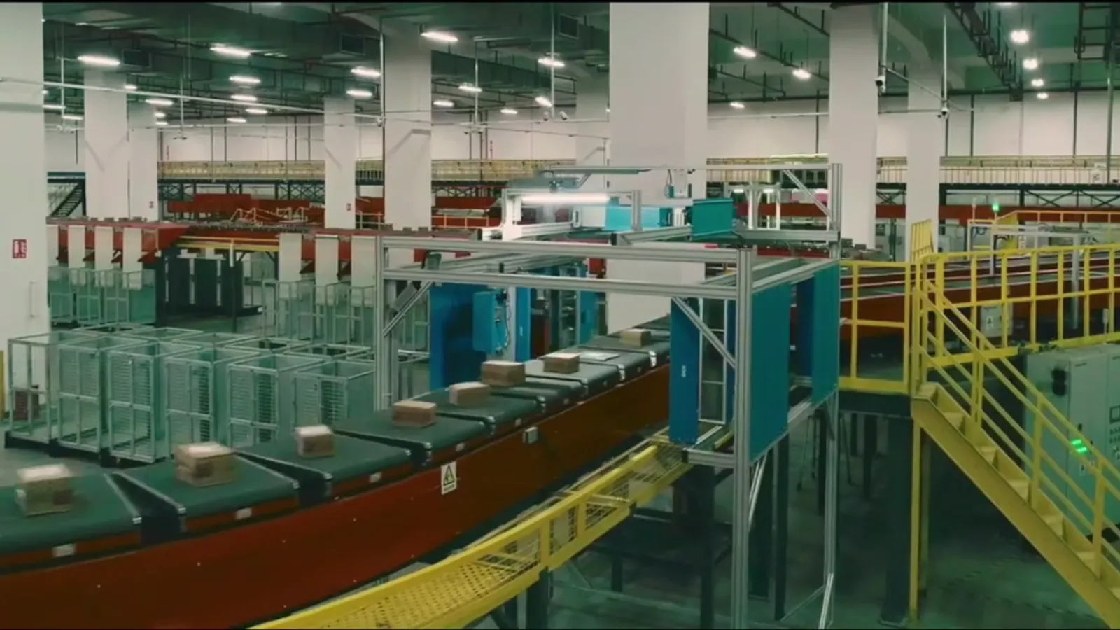 A production line running inside a factory