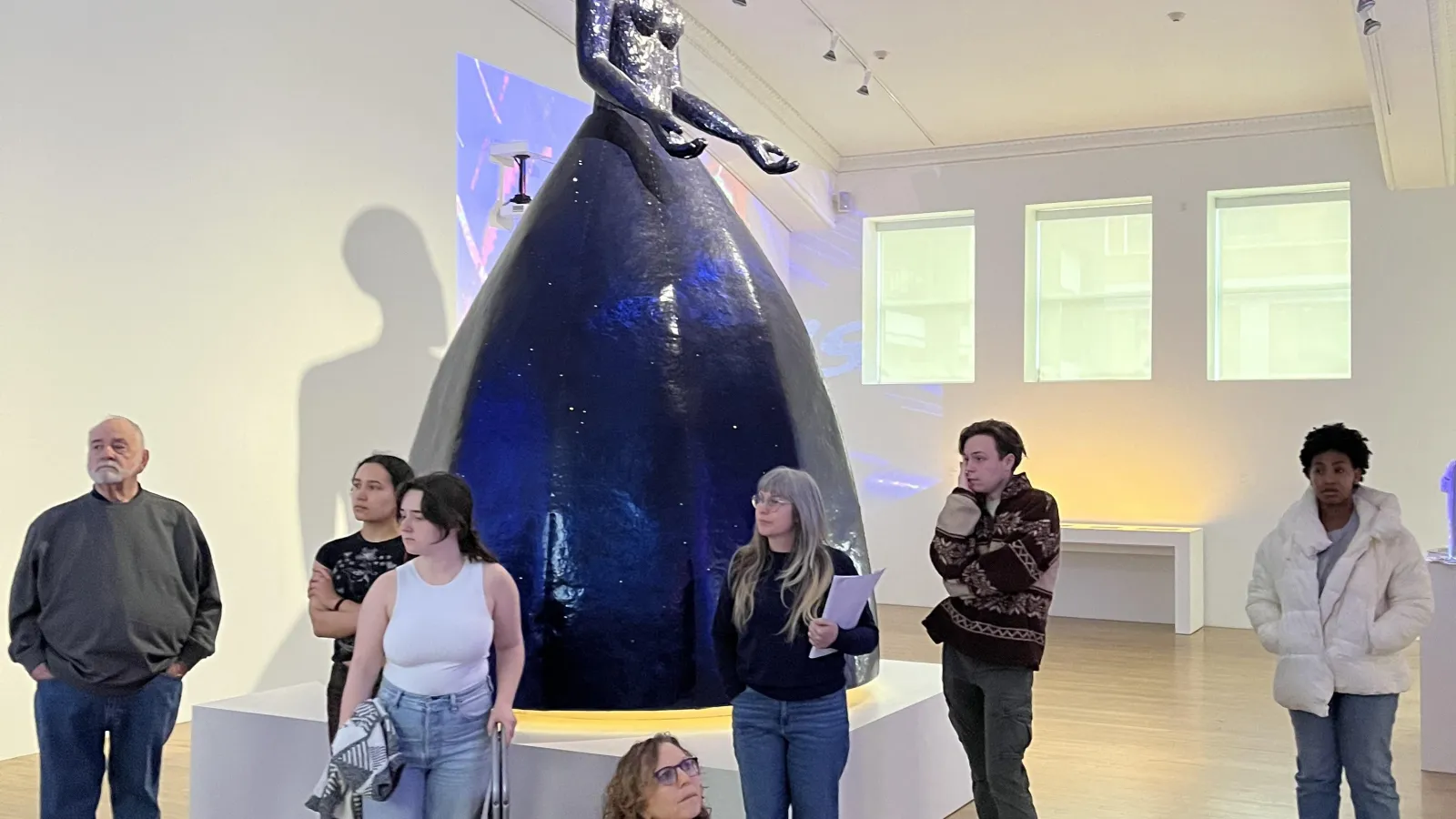 students with sculpture