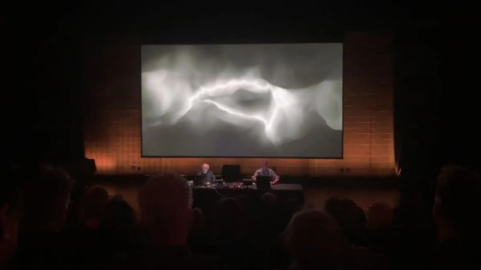 Morton Subotnick performing "As I Live and Breathe" in front of an audience