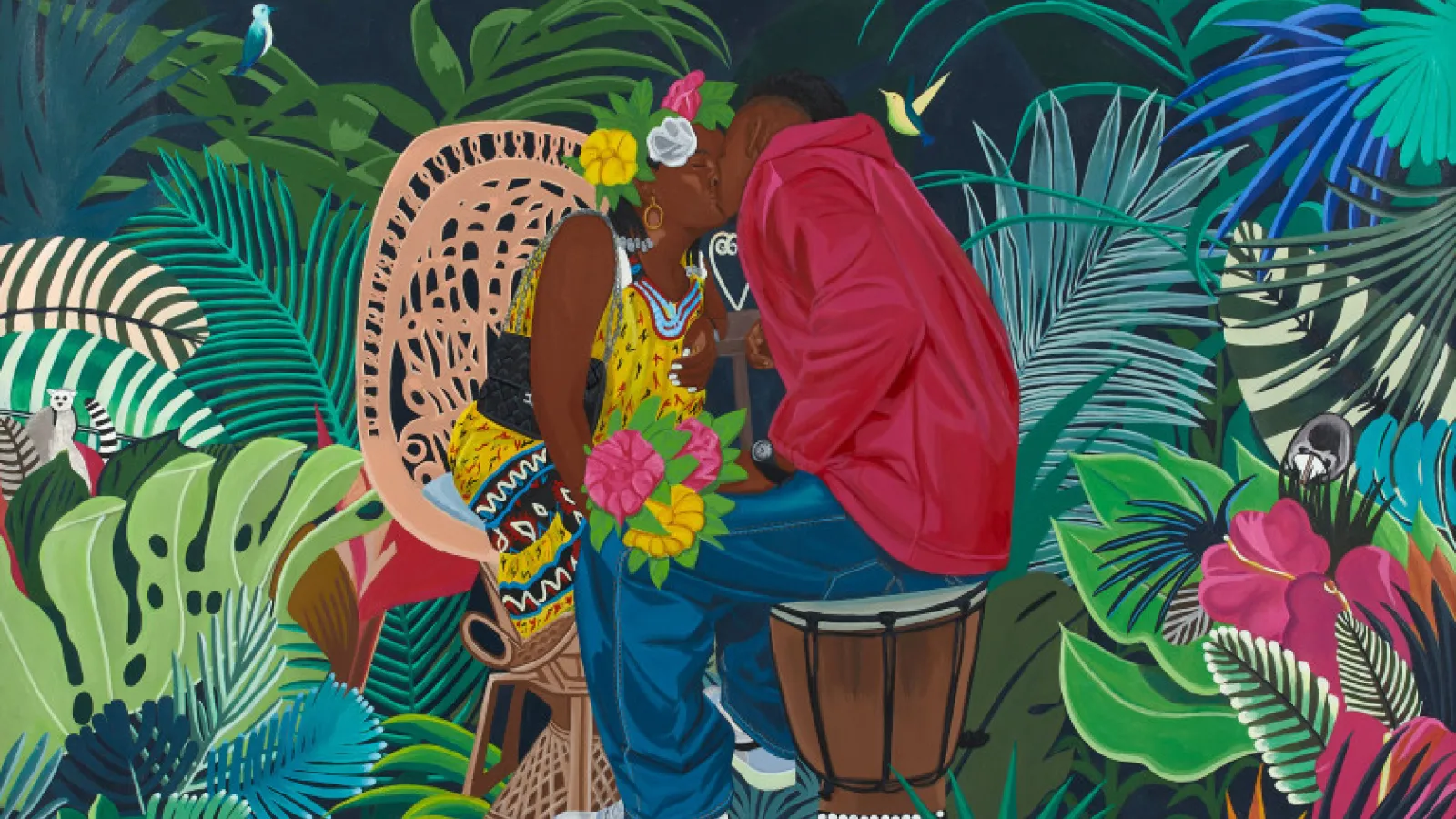 Romeo & Juliette 1, 2022, a painting by Fosso Jometio Féraul (Feraul Fosso). Courtesy the artist