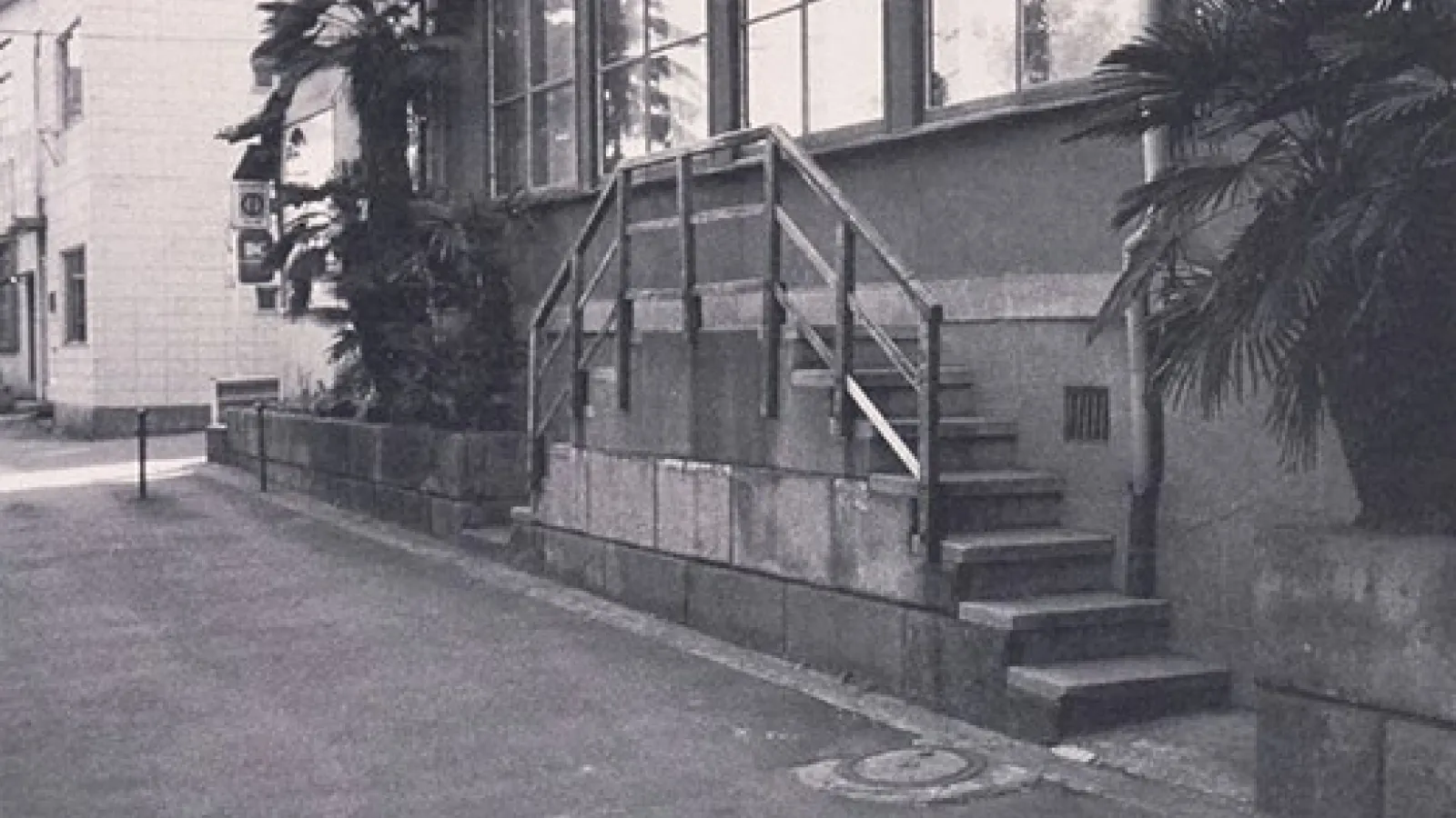 staircase in black and white