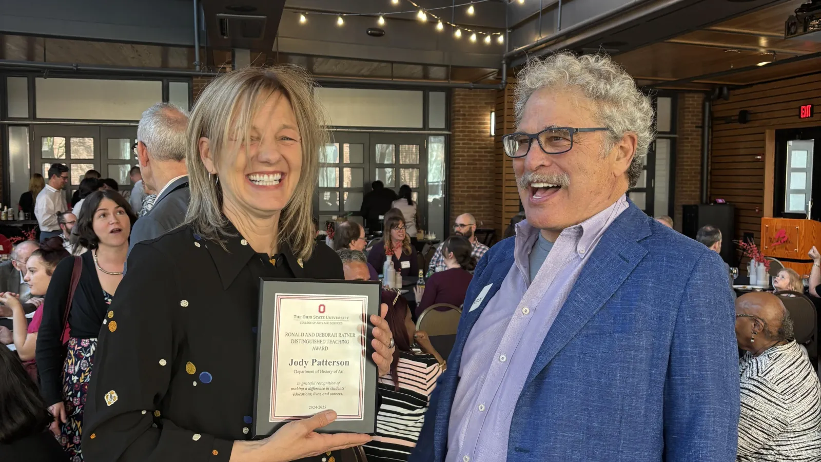 Prof. Patterson at the Arts and Sciences Spring Awards Reception with Ronald Ratner