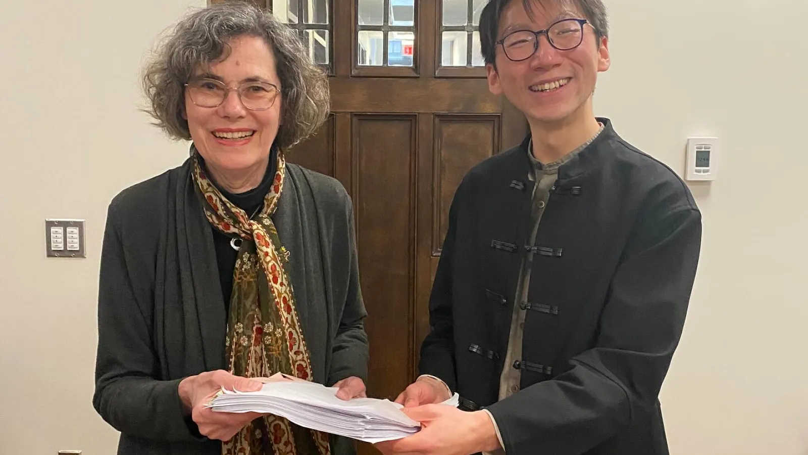 Keyu Yan with Professor Emeritus Julia Andrews