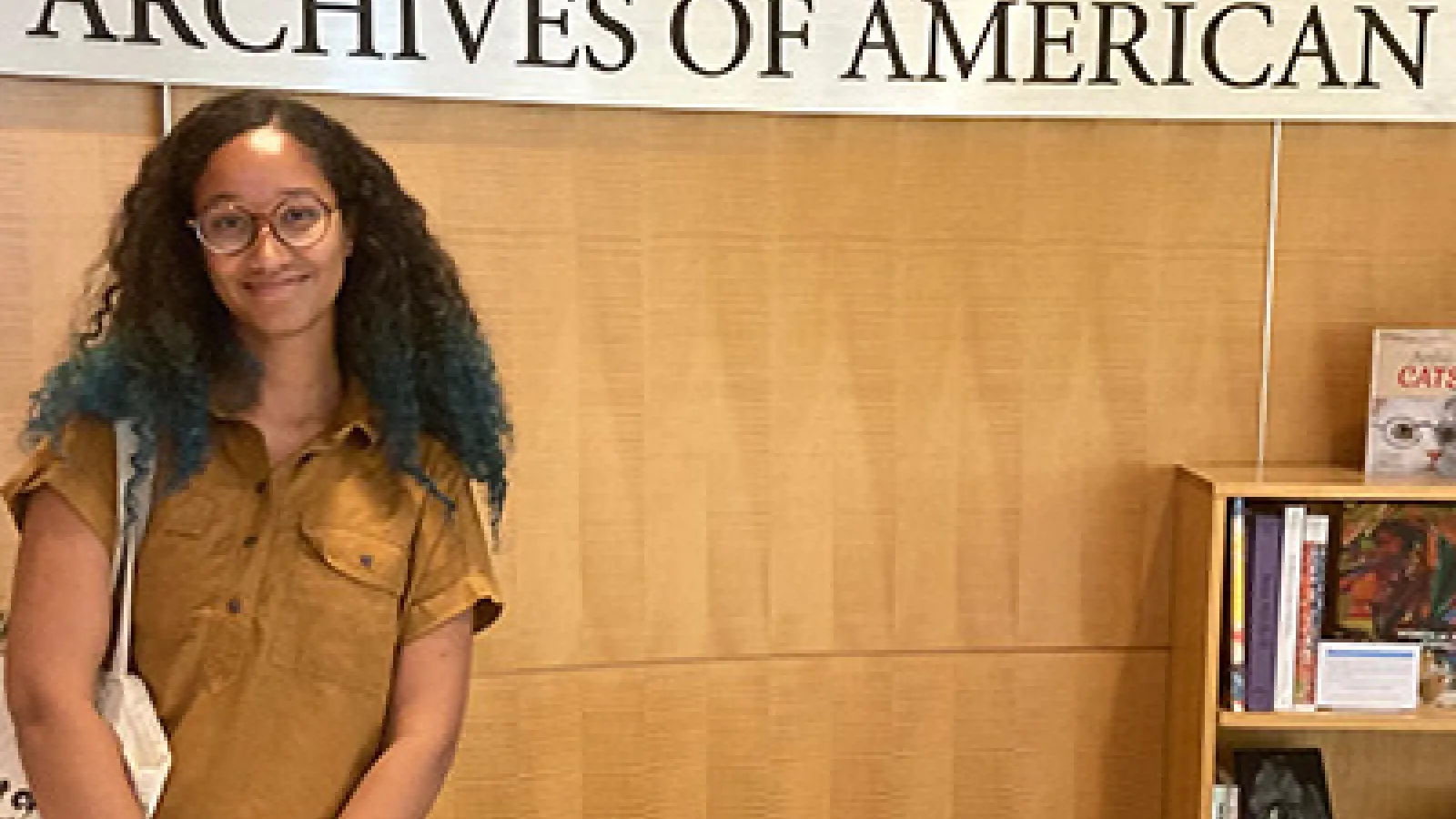 History of Art grad student Asia Adomanis at the Archives of American Art