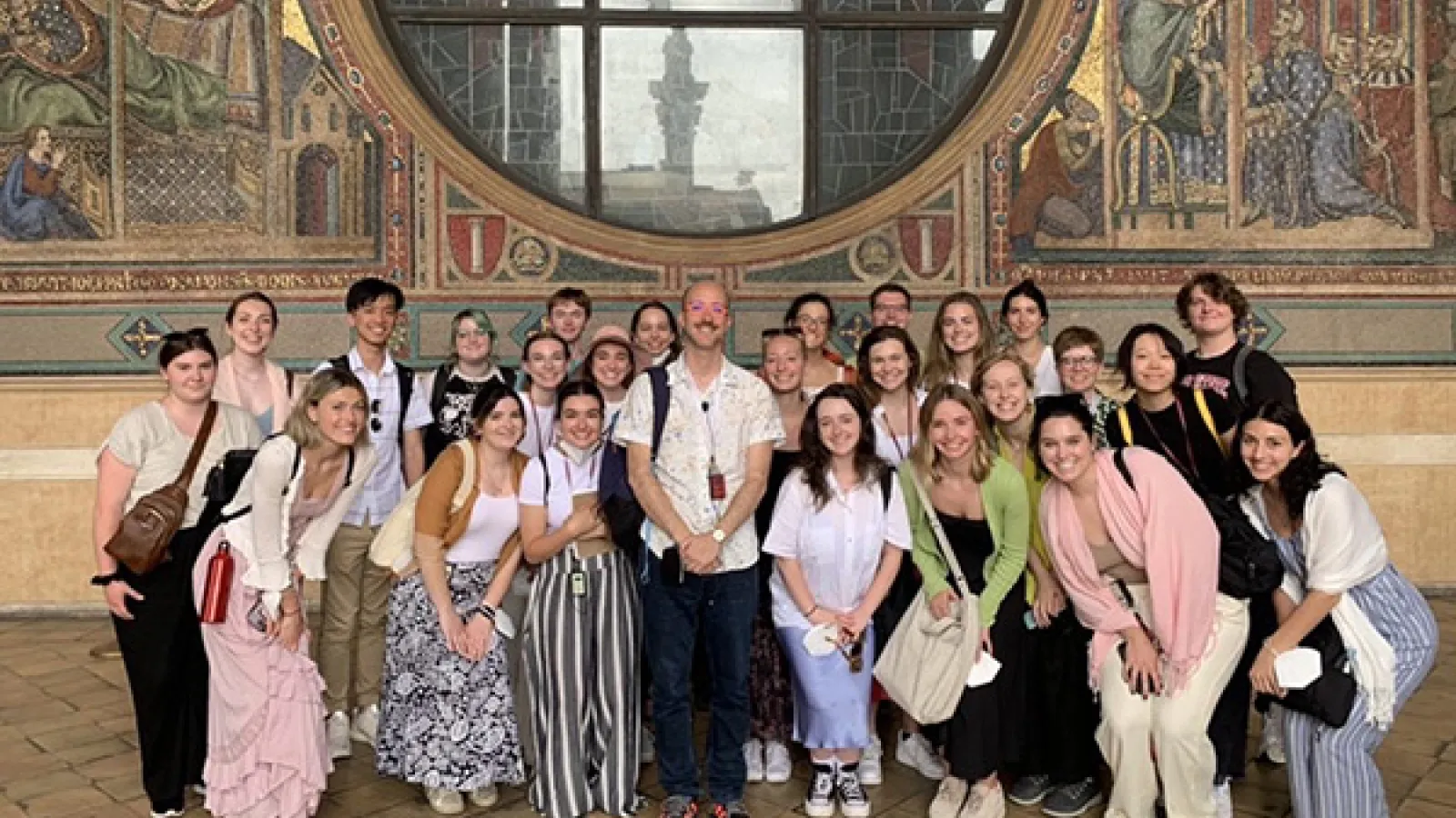 Students in the study abroad course pose with Professor Karl Whittington in Rome, Italy