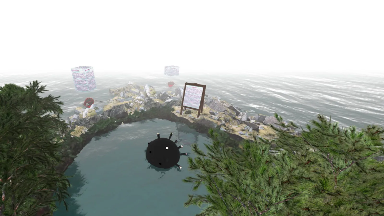 Art easel in a pond