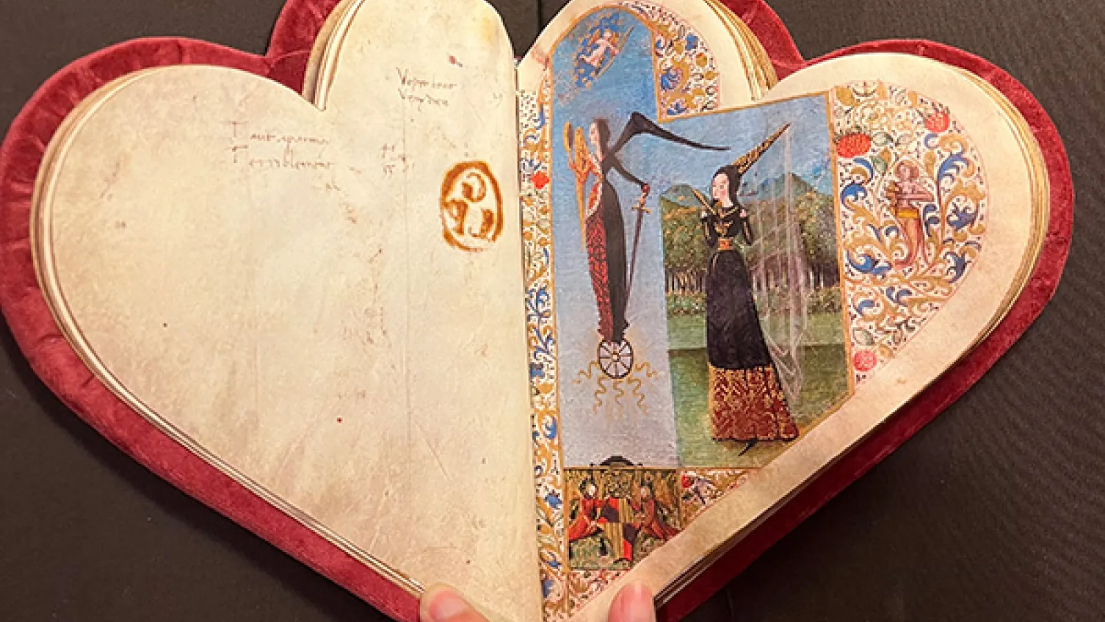 An artwork displayed as a part of the Ingalls Library at the Cleveland Museum of Art's medieval and Asian collections
