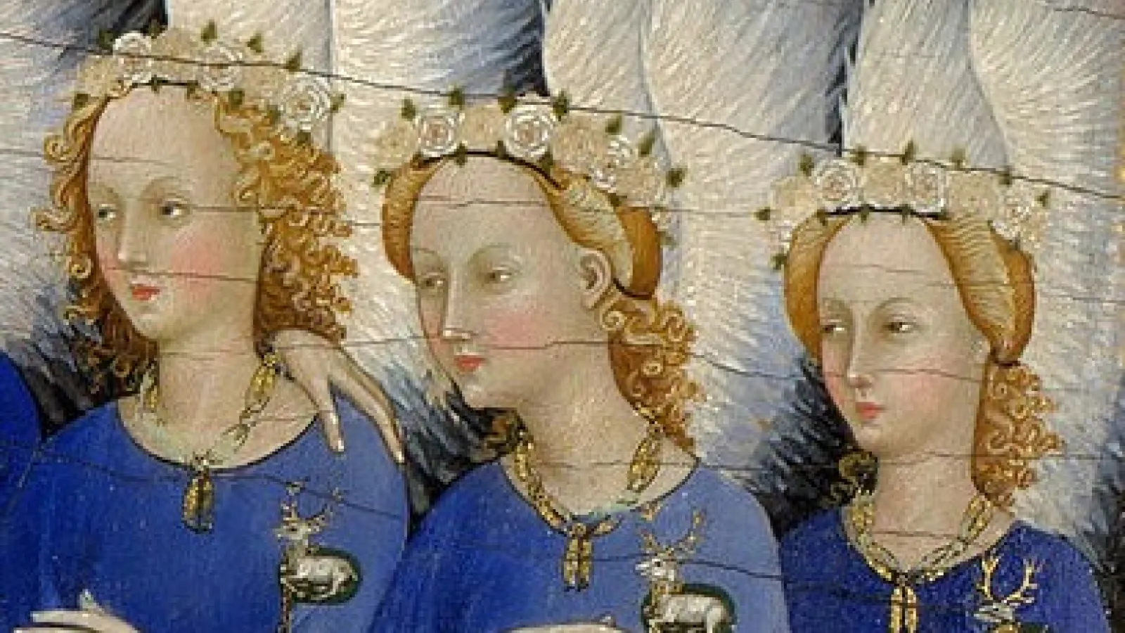 A Medieval painting featuring 3 angels