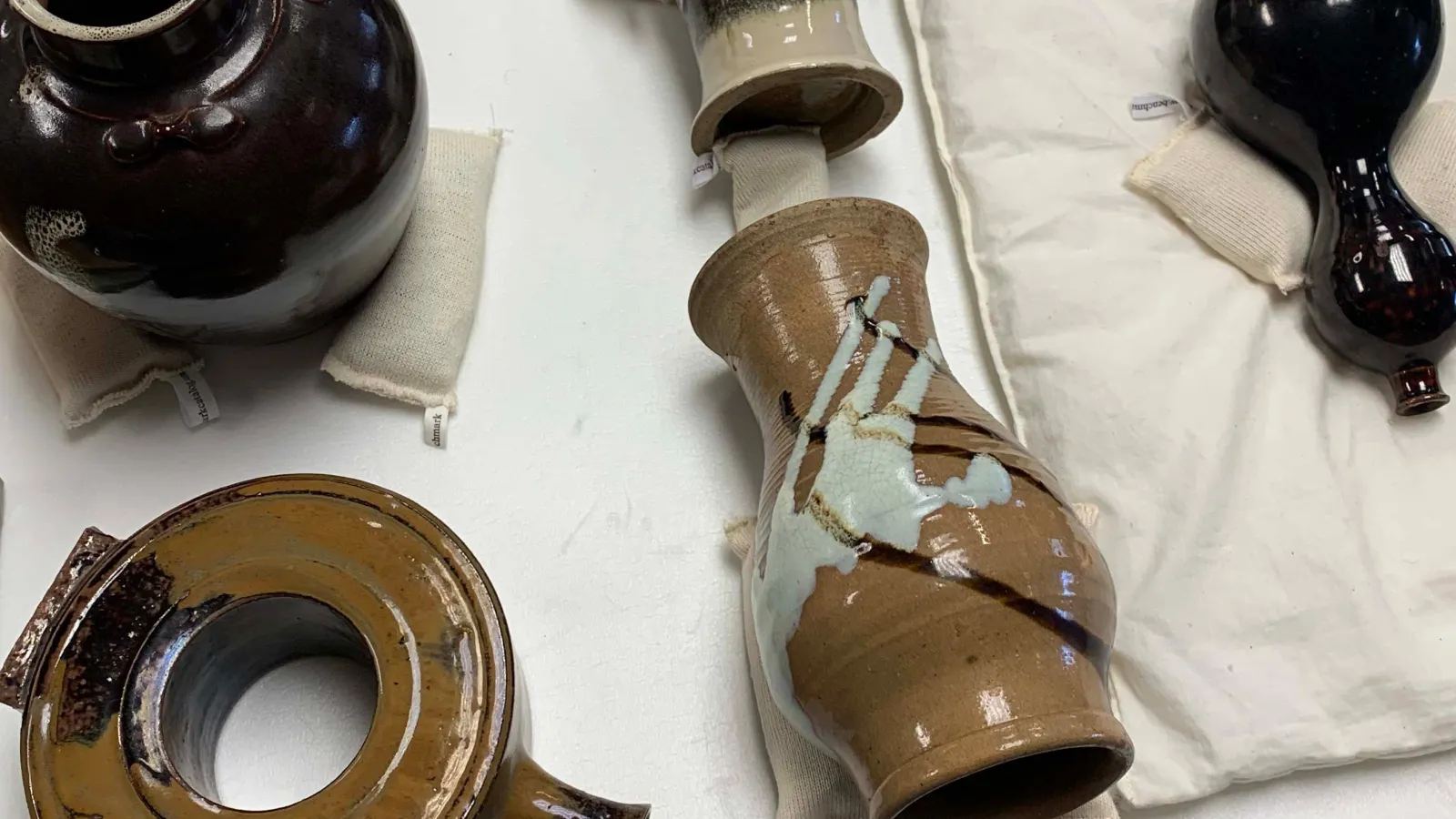 Vases displayed and being conserved