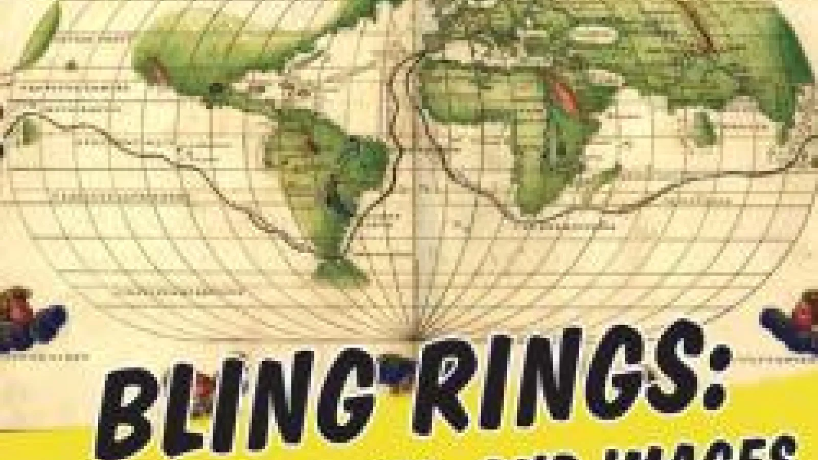 flat map of the globe with text over it