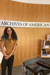 History of Art grad student Asia Adomanis at the Archives of American Art