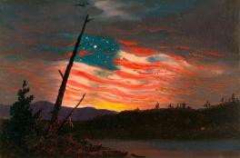 Painting of American flag flying