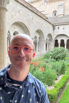 Karl on a research trip in June 2024 at Silvacane Abbey in France