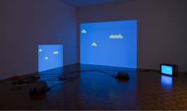 Cory Arcangel, Super Mario Clouds, 2002, hacked Super Mario Brothers cartridge