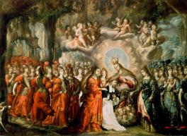 Cristóbal de Villalpando, Lactación de Santo Domingo. Oil on canvas, 1680s. Church of Santo Domingo, Mexico City.