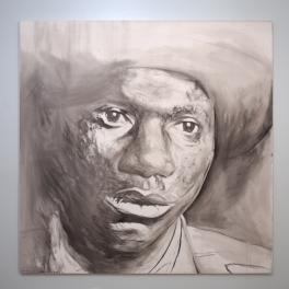 Drawing of a man in a hat.