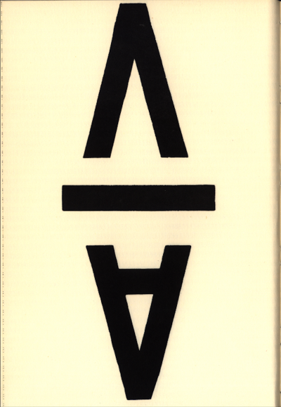 artwork featuring upside down A and V with line between them