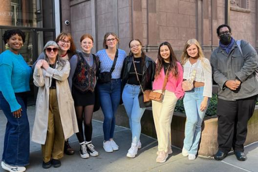 History of Art majors pose outside of the Morgan Library and Museum in New York