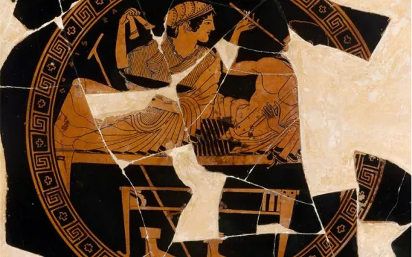 A Greek vase with many cracks running through it