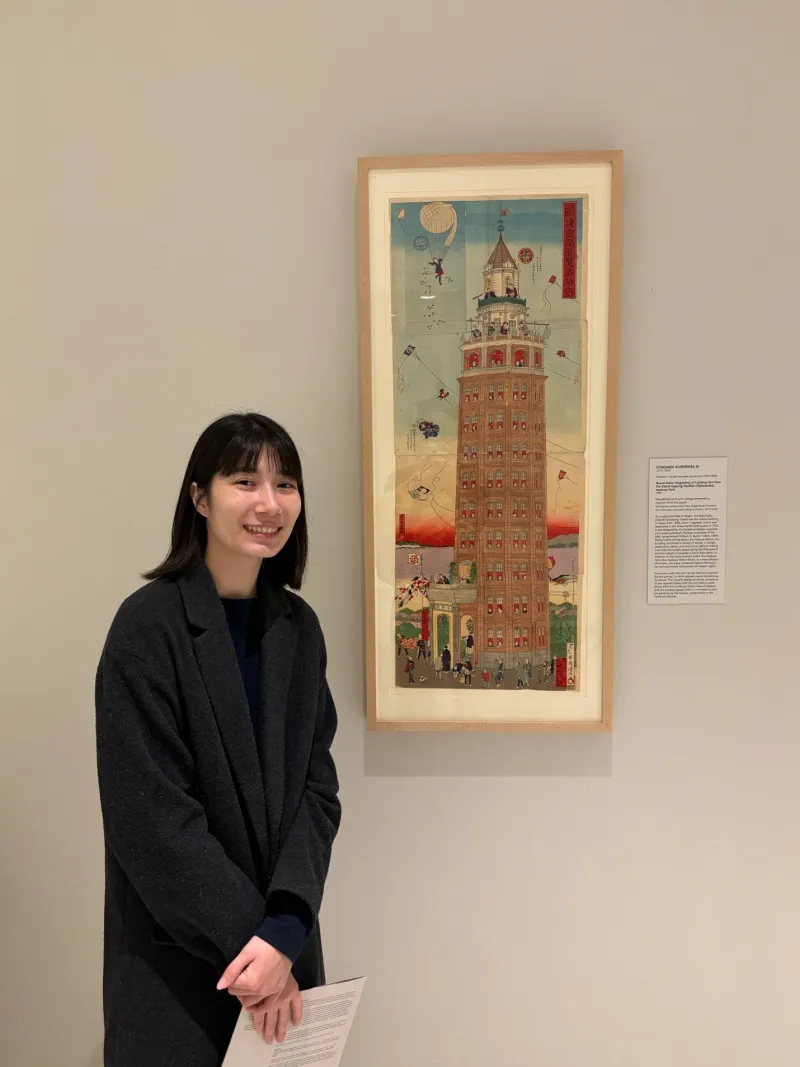 Utagawa Kunimasa IV, The Balloonist: Palace on High People Are Talking About, 1891, polychrome woodblock print triptych Collection of Roland L. Oliver.