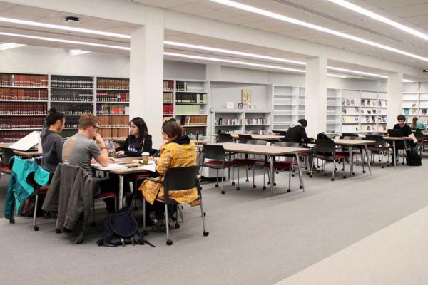 Students studying in Fine Arts Library