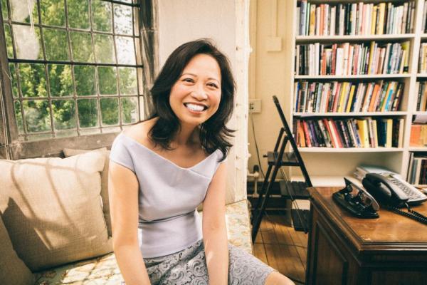 Photo of woman smiling in study