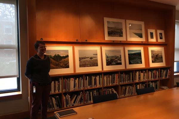 Hannah Slater viewing photography for at Minneapolis Institute of Art