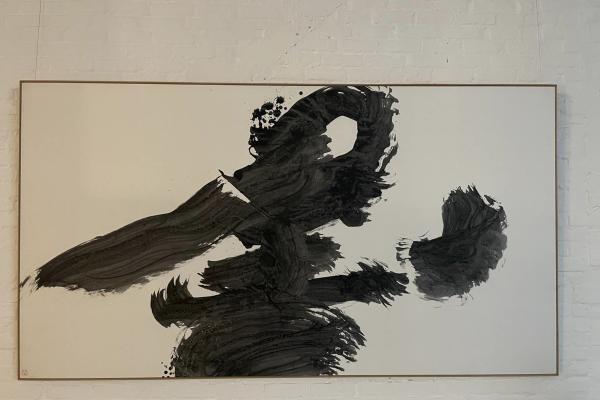 Abstract art work in what appears to be black paint