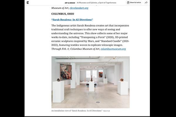 A screenshot of part of the New York Times article, in which the exhibition is featured