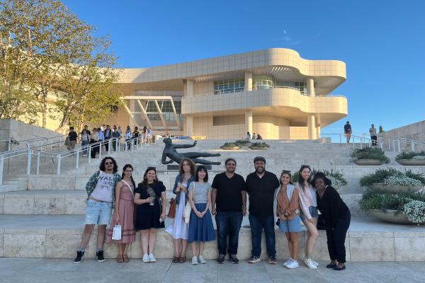 Group of people in front of large outdoor steps