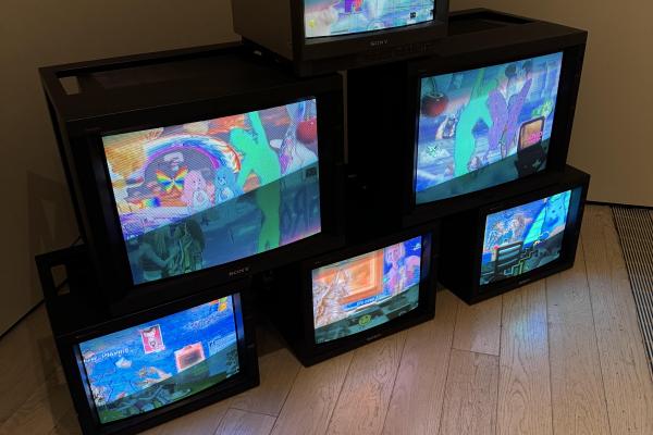 pyramid of TVs