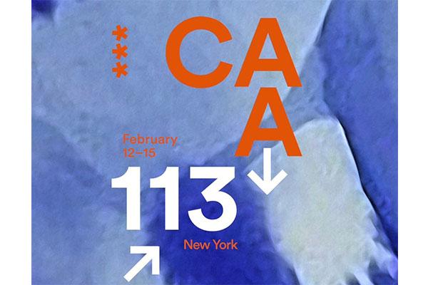 Orange text on a blue background that says CAA, February 12-15