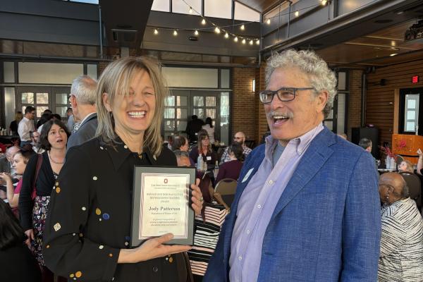 Prof. Patterson at the Arts and Sciences Spring Awards Reception with Ronald Ratner