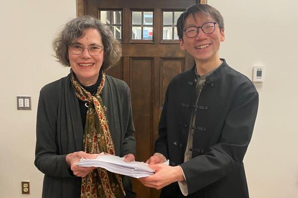 Keyu Yan with Professor Emeritus Julia Andrews