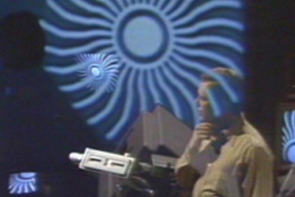 image a man with a spiral design over him