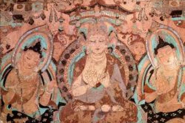 Art piece depicting Manjushri, the Bodhisattva of wisdom in Mahayana Buddhism
