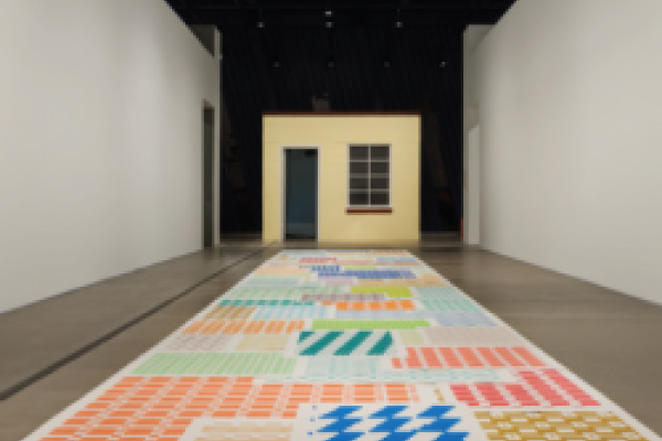 Michelle Grabner's paper weaving installation