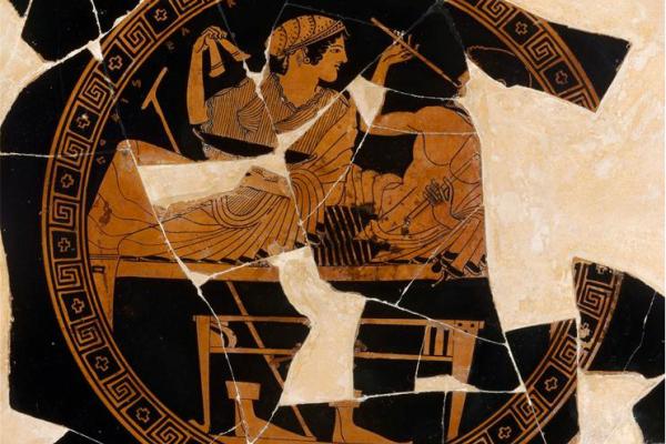 A Greek vase with many cracks running through it