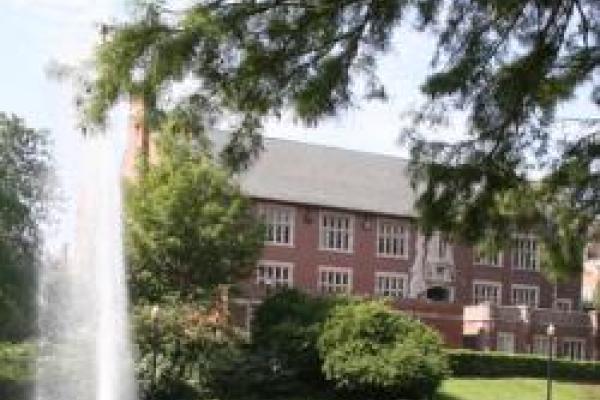 Pomerene Hall and Mirror Lake