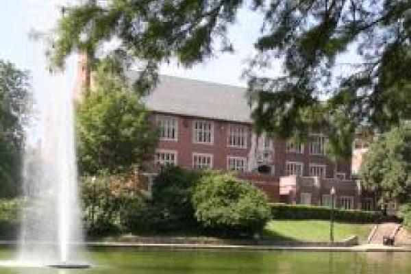 Mirror Lake in front of Pomerene Hall