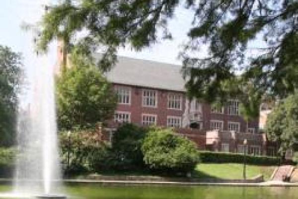 Pomerene Hall and mirror lake