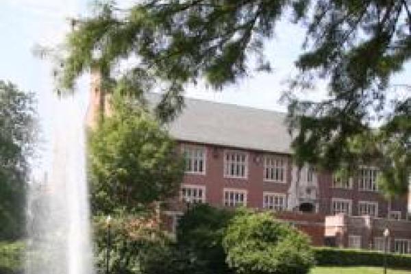Mirror Lake in front of Pomerene Hall