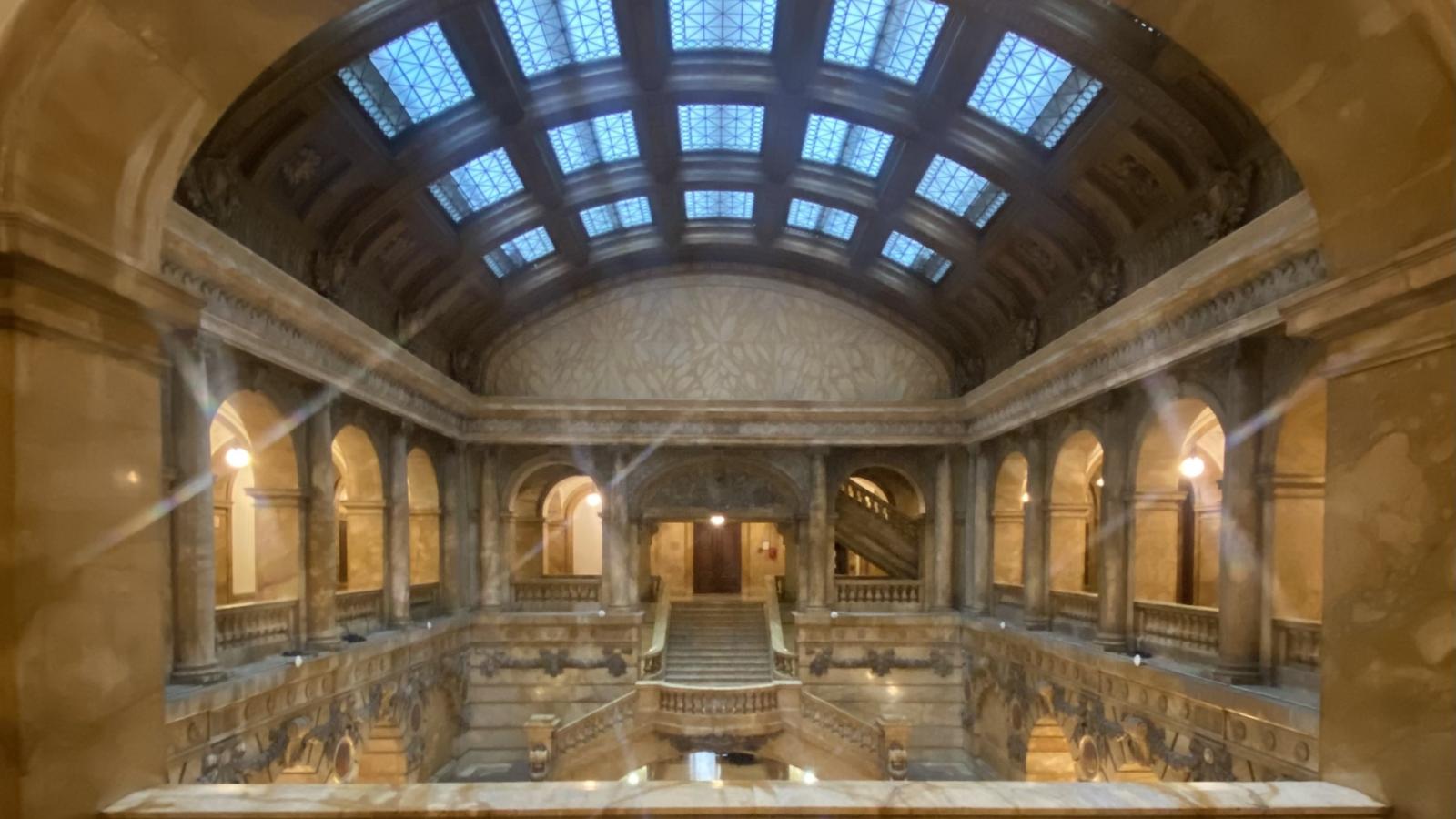 An interior view of the building that houses a portion of the New York City Municipal Archives. 