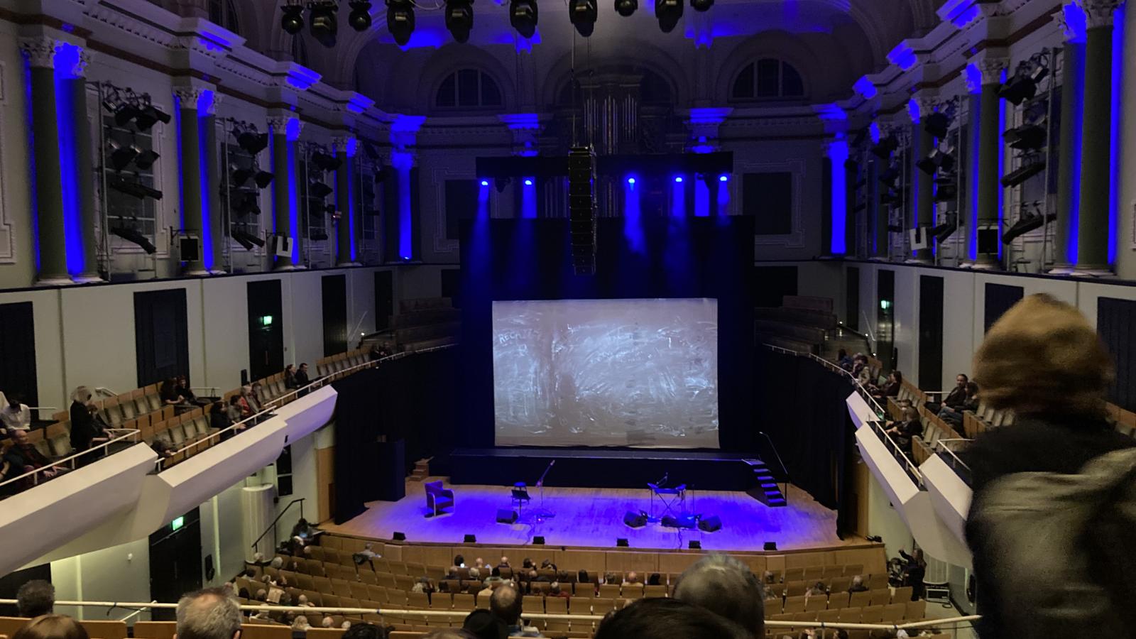 inside of auditorium for Laurie Anderson performance