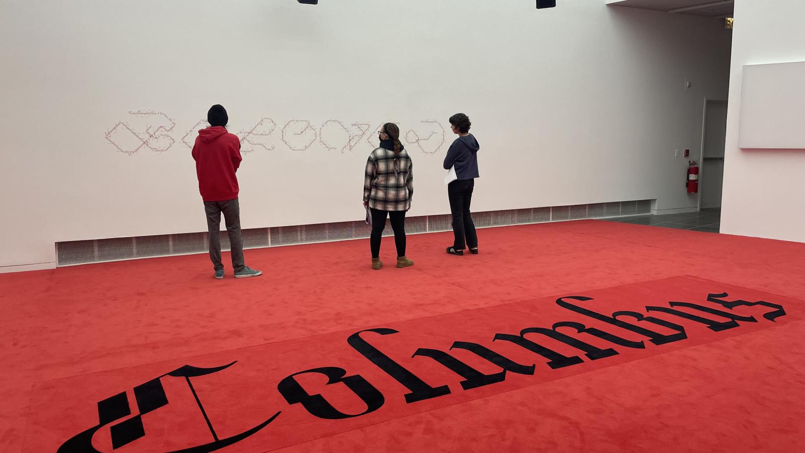 Students observing the artwork in the Wexner Center for the Arts. 
