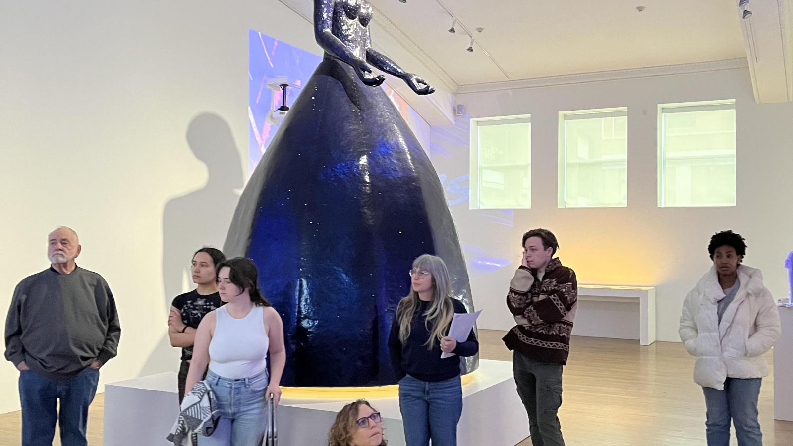 students with sculpture