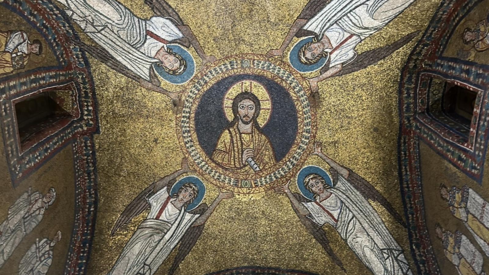 Ceiling of the San Zeno chapel, Basilica of Saint Praxedes, 9th century, mosaic, Rome.